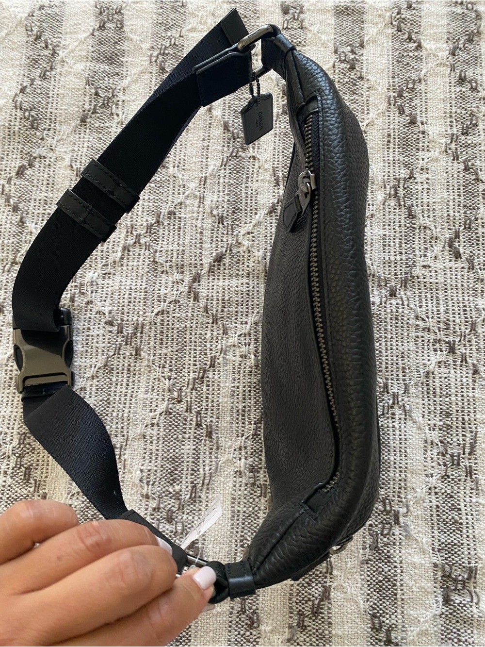 Coach Grande Black Pebbled Leather Belt Bag - Picture 7 of 9